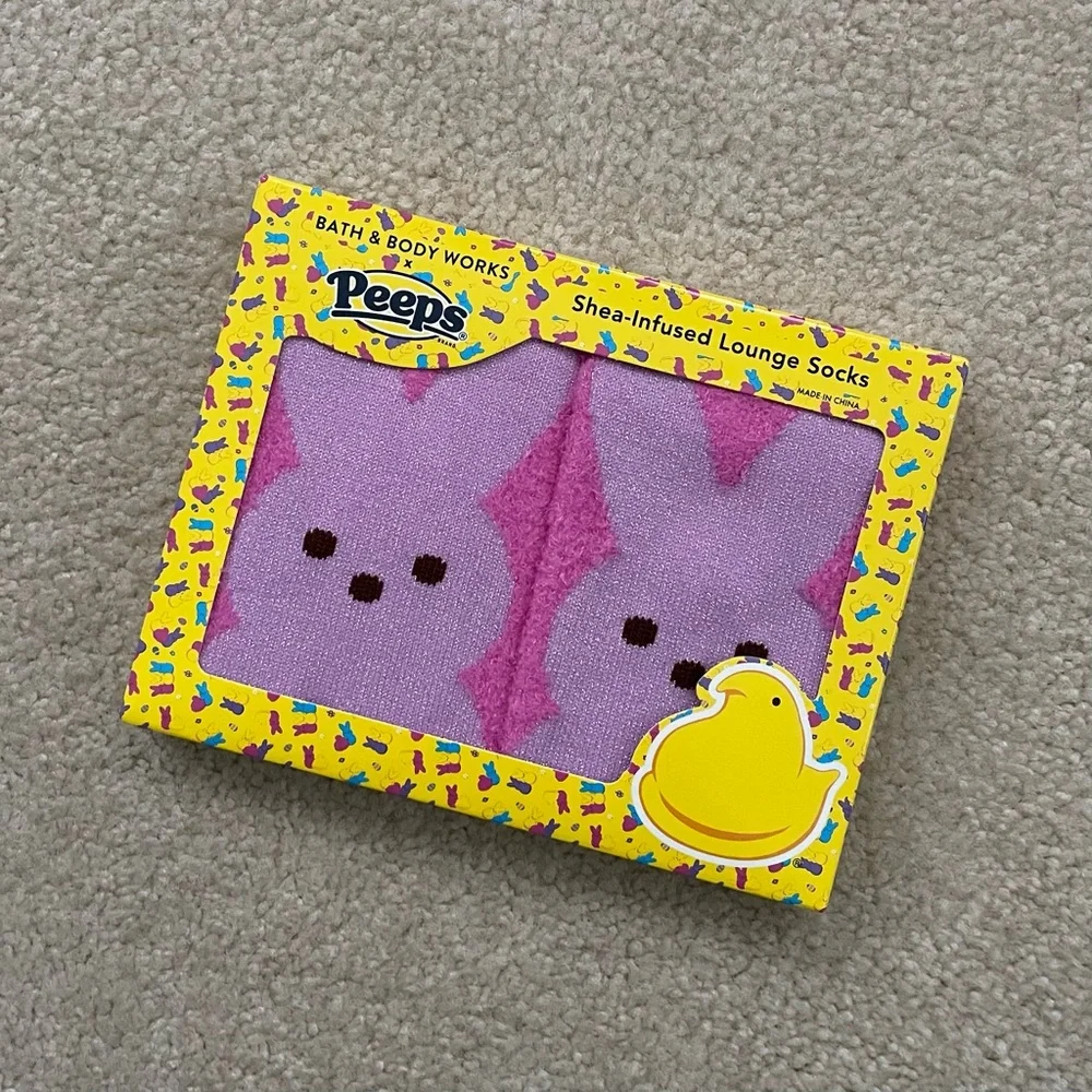 Bath & Body Works PEEPS Pink Marshmallow Bunny Shea-Infused Lounge Socks